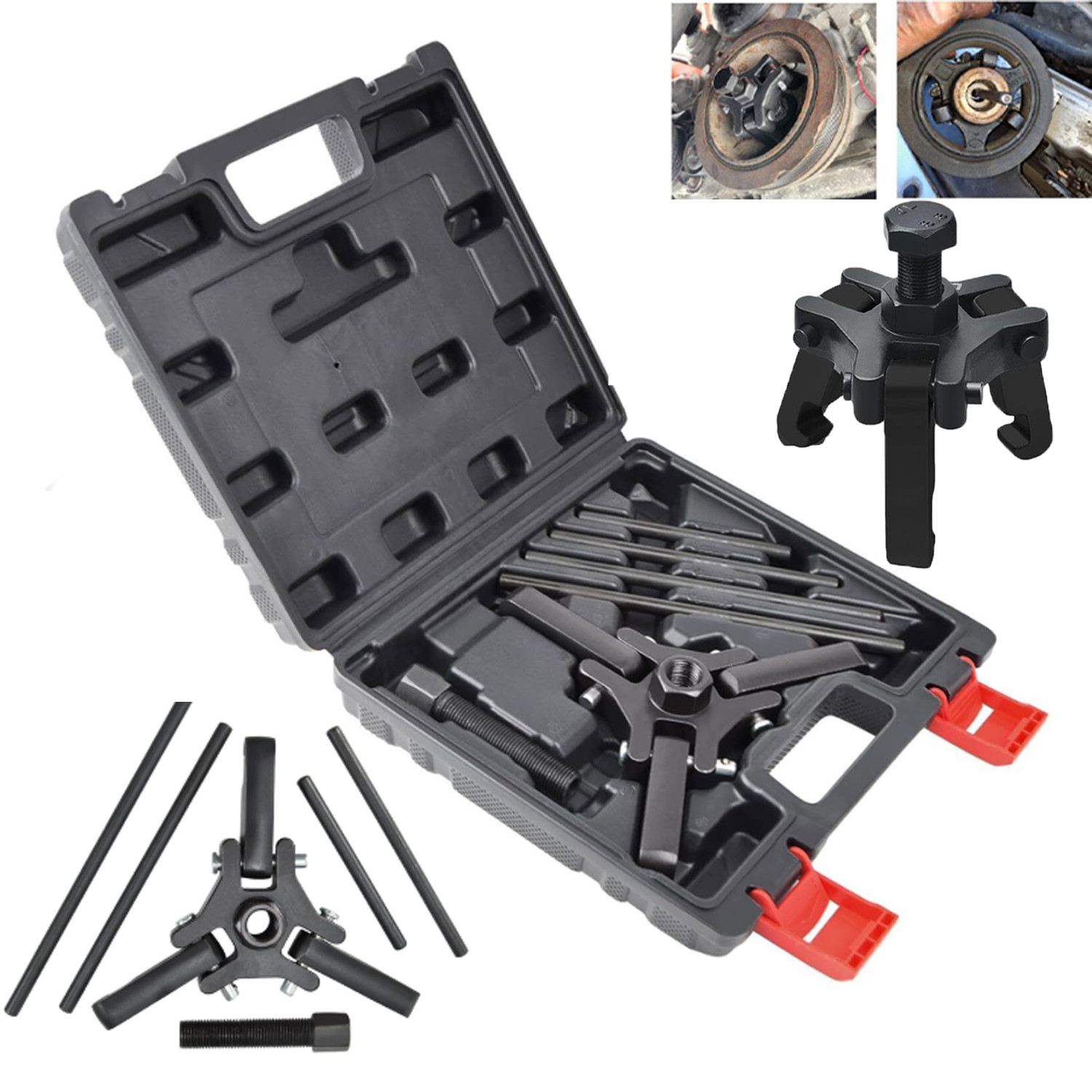 Harmonic Balancer Puller Kit, Adjustable 3-Jaw Puller for Removing Harmonic Damp