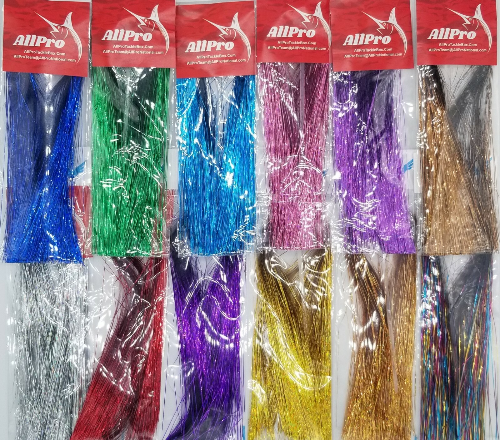 2 PKGS- 14" Long: HOLOGRAPHIC FLASHABOU- Fly Tying Jig Bucktail Tinsel Flash