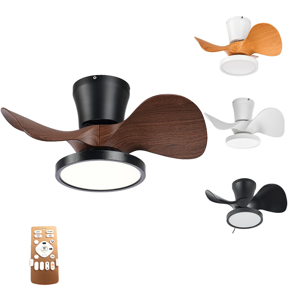 22" Quiet Ceiling Fan with LED Light Large Air Volume Remote Control Dining Room