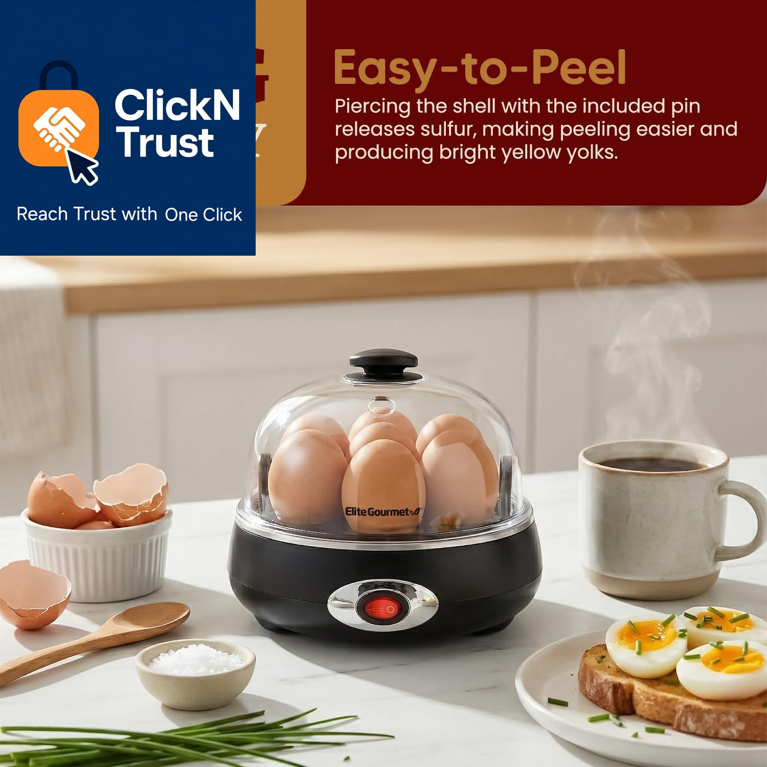 Elite Gourmet EGC007CHC# Rapid Egg Cooker, 7 7 Egg, Charcoal Grey