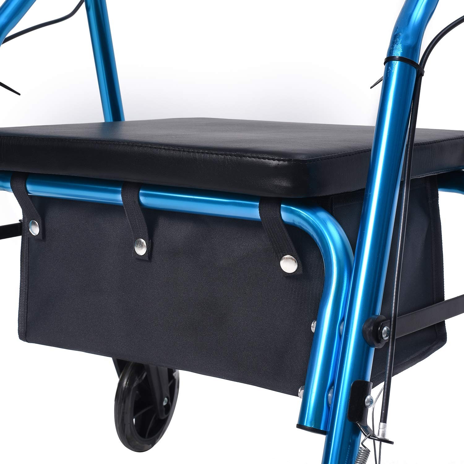 AROUY Large Walker Bag Under Seat for Four Wheel Rollator, Black, L, Black