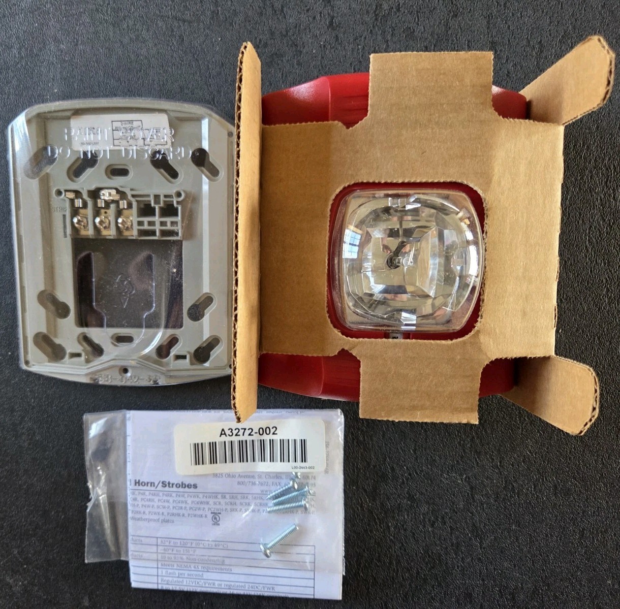 SYSTEM SENSOR SRH RED WALL MOUNT HI CD STROBE - "FIRE" - NEW - 3 AVAIL.