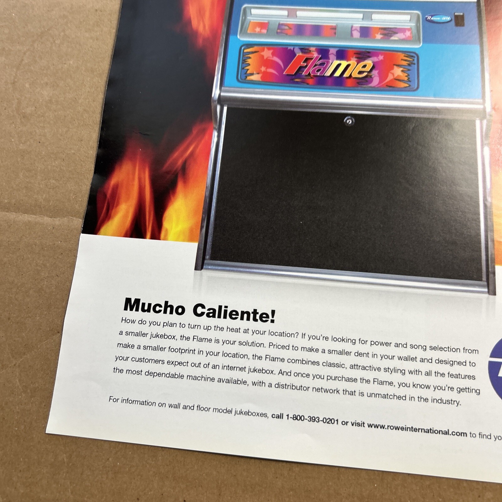 original Ad 11-8" Rowe Jukebox FLYER 2004 The Flame