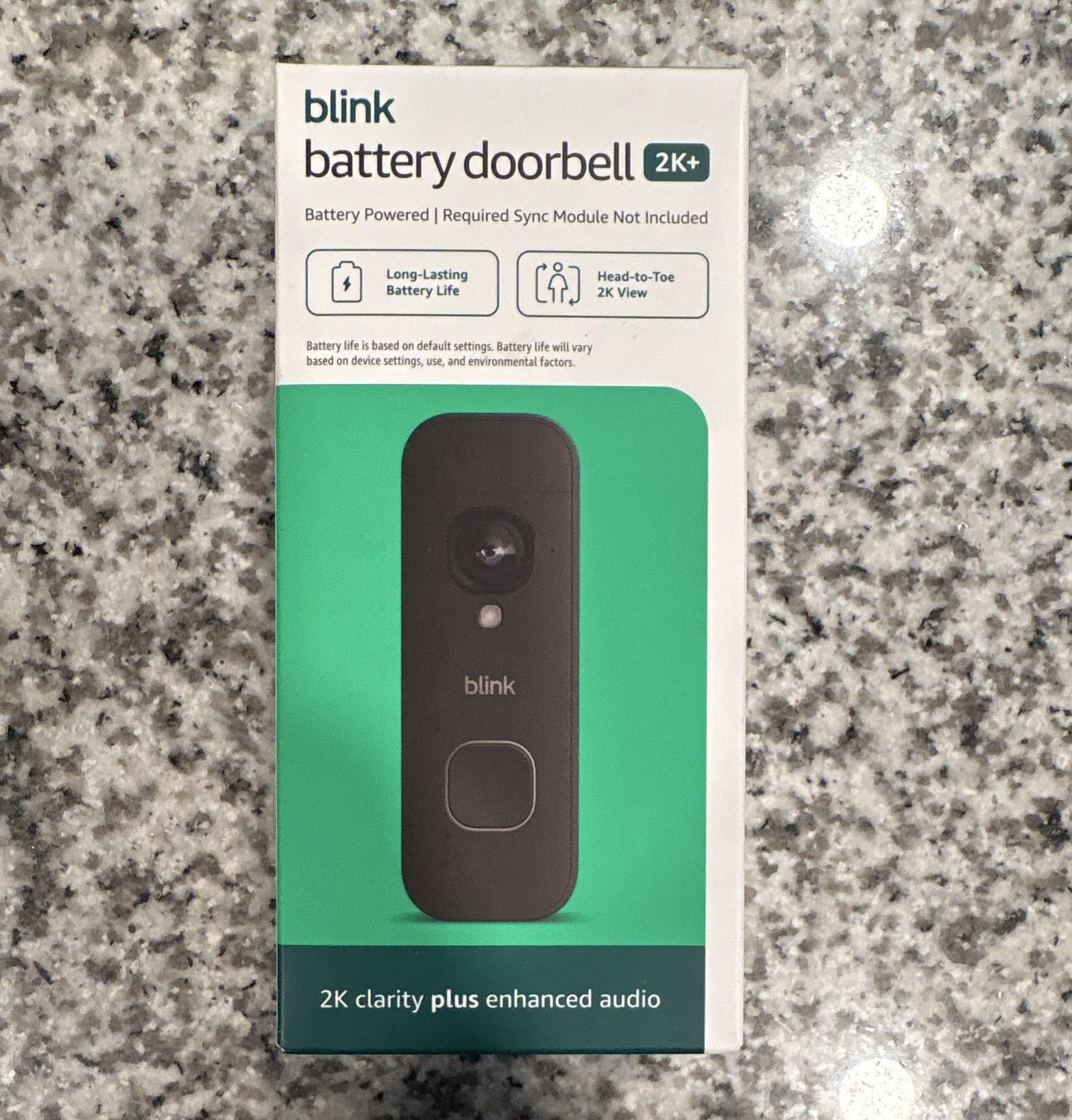 Blink 2K+ Video Doorbell Battery Powered Wi-Fi, Alexa, Head-to-Toe, Black