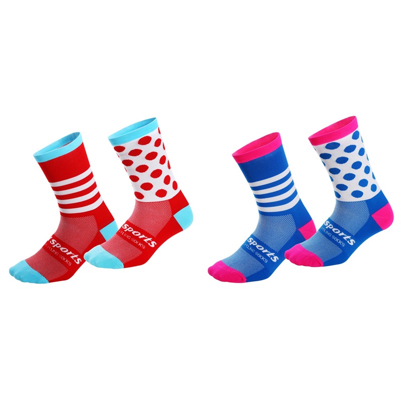 2Pairs Cycling Socks Riding Bicycle Bike Sports Ankle Socks XC MTB BMX Blue Red