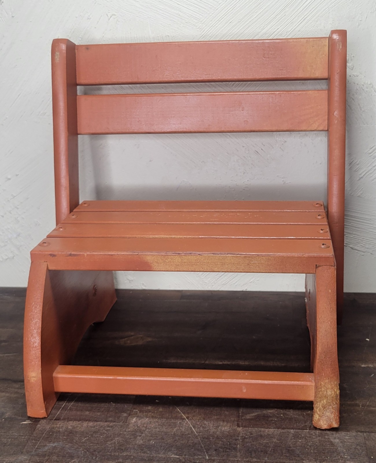 Vintage Wooden Child's Convertible Chair & Step Stool 2-n-1
