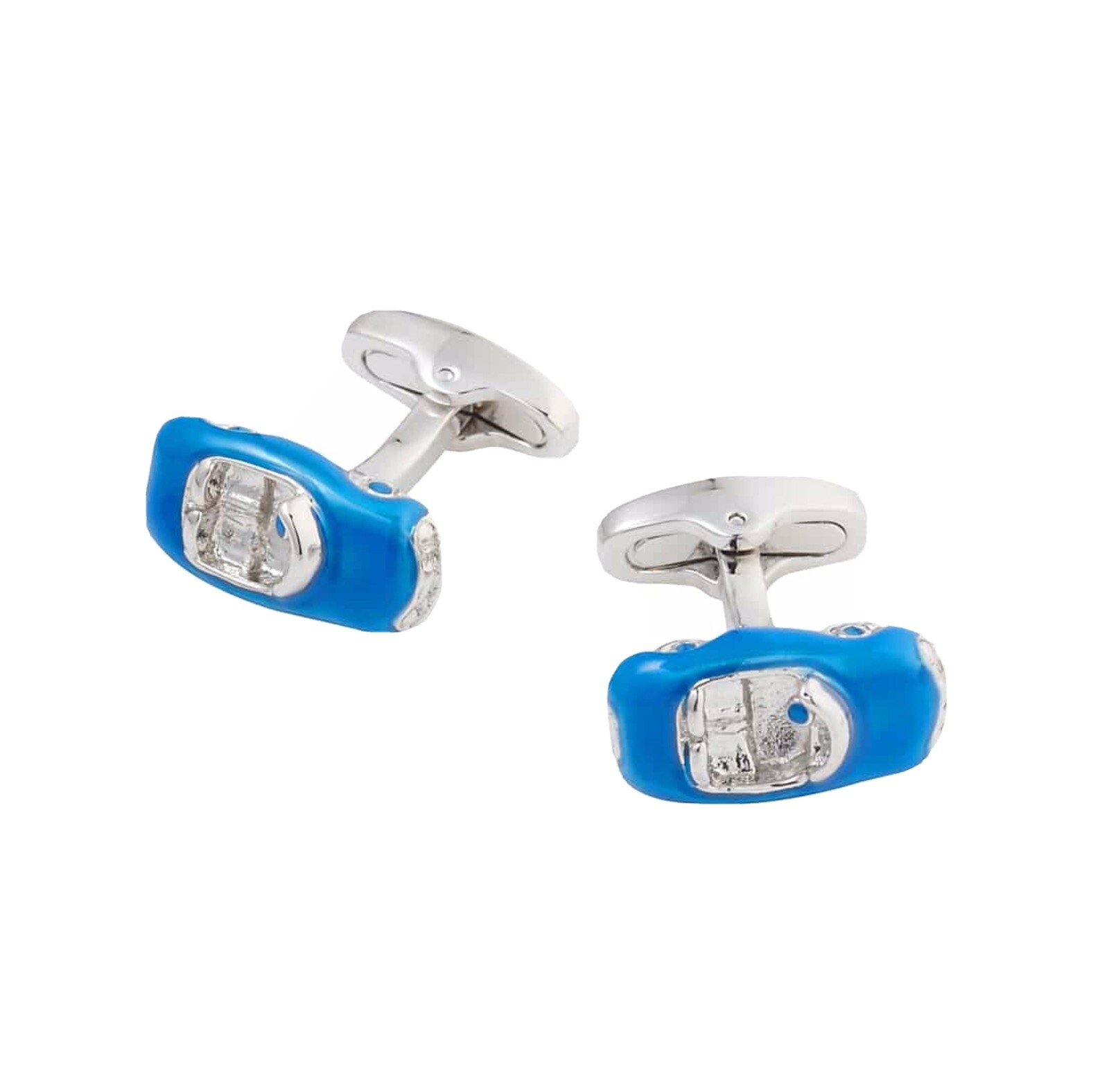 Jos A Bank Blue Roadster Cufflinks & Large Burgundy/blue Medallion Pocketsquare
