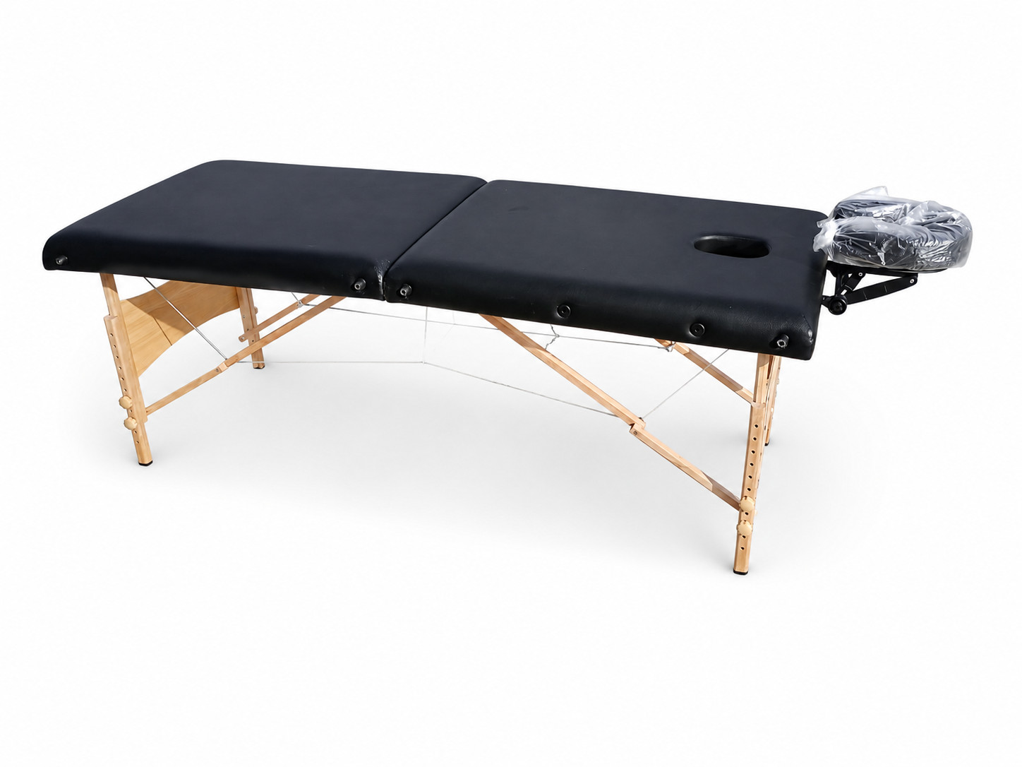 Portable Folding Massage Table 84" Black Spa Therapy Bed w/ Adjustable Headrest
