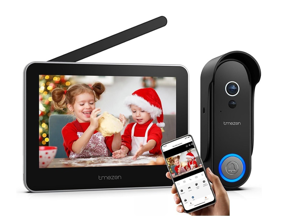 Tmezon Wireless WiFi Video Doorbell with Camera, 1080P Monitor, Motion Detection