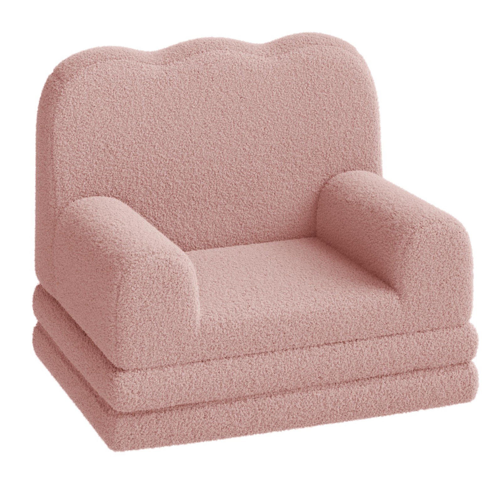 Couch, 2-in-1 Convertible Teddy Fleece Fabric Sofa Chair, Soft Fold Out Couch...