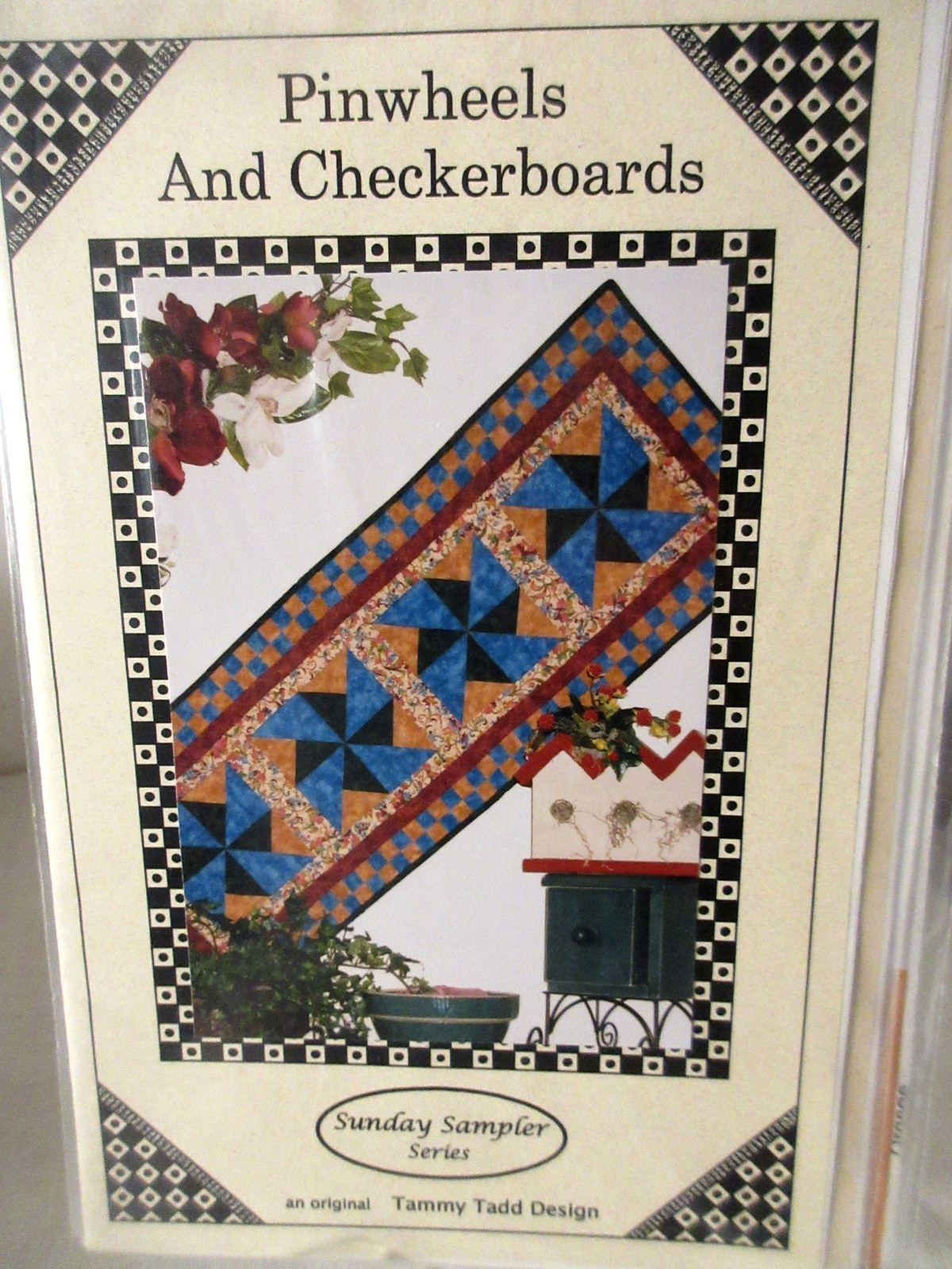 HTF Tammy Tadd PINWHEELS AND CHECKERBOARDS Table Runner Pattern 16 x 46
