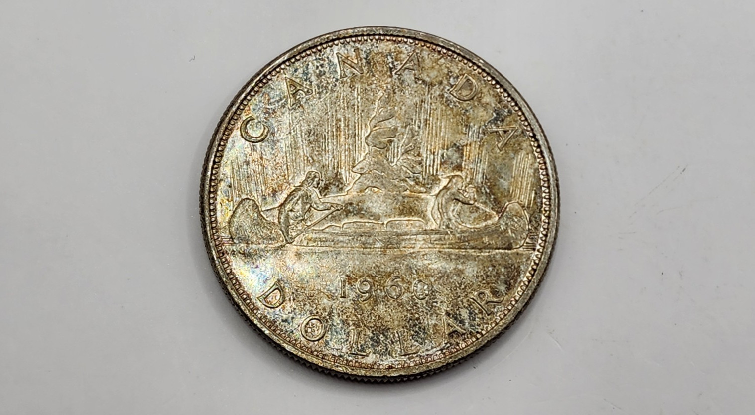 1960 Canada 1 Dollar Silver Coin - Elizabeth II 1st Portrait - KM#54