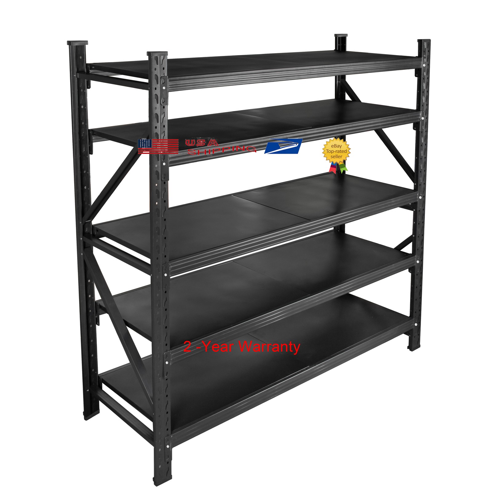 Heavy Duty Garage Shelving 5 Tier Metal Storage Shelves Rack 24"D x 63"W x 71"H