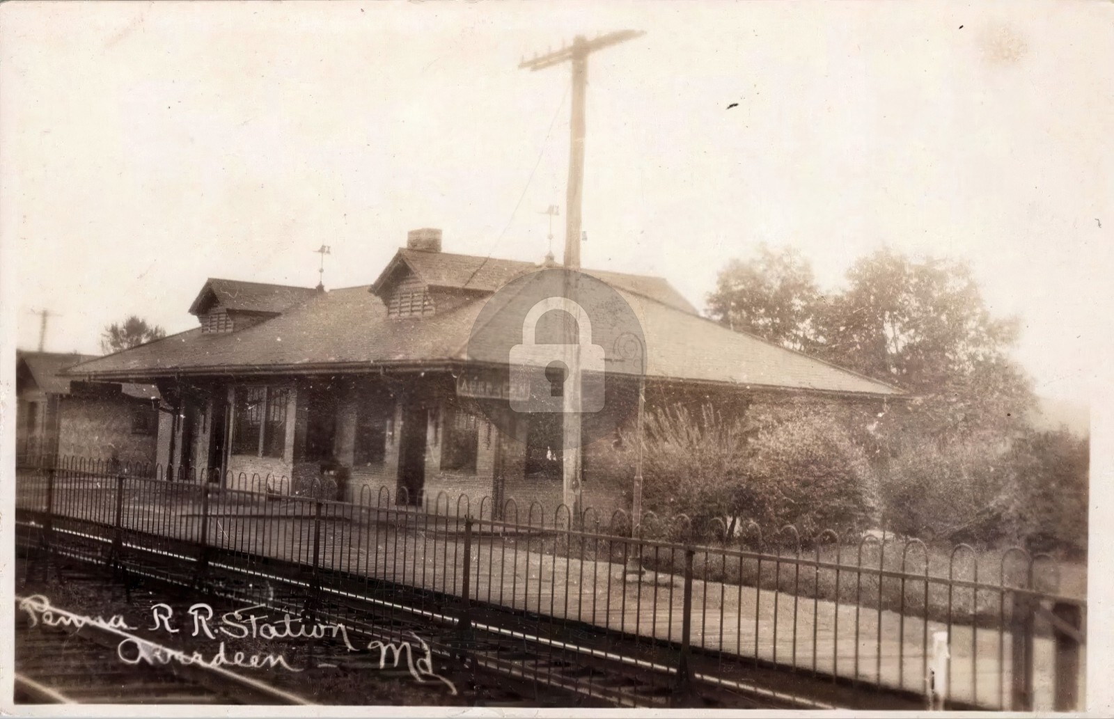 Aberdeen MD Railroad Station Train Depot RR RPPC Photo Postcard COPY