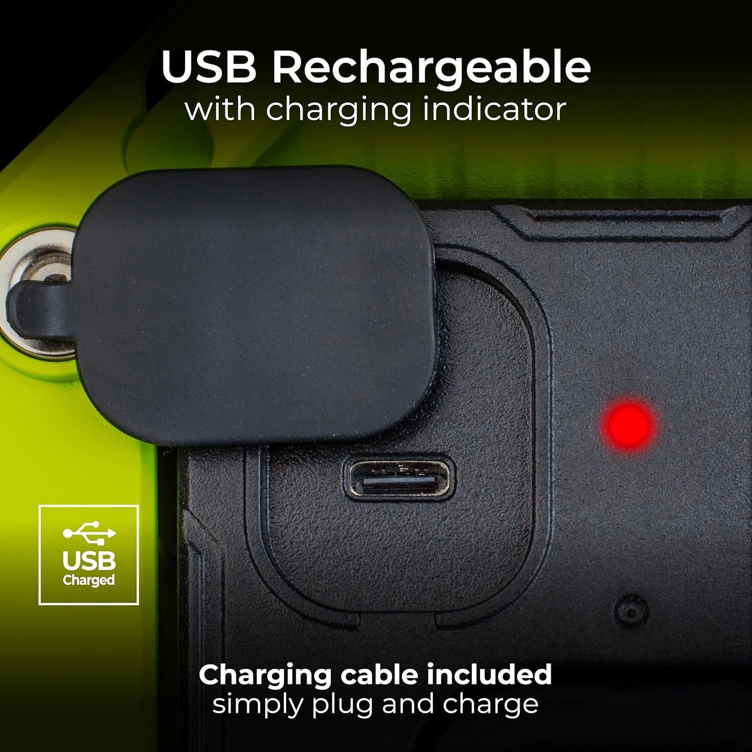 Magnetic LED Work Light | Rechargeable by USB | Inspection Torch Lamp - Green