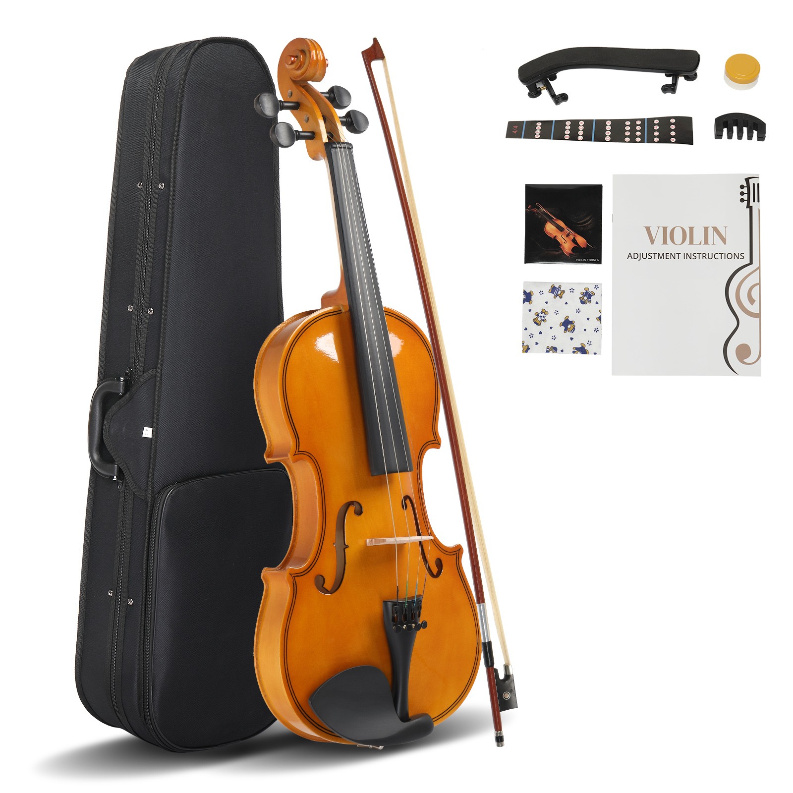 1/4 Acoustic Violin Basswood w/ Hard Bridge Case Bow Rosin Shoulder Rest Gift