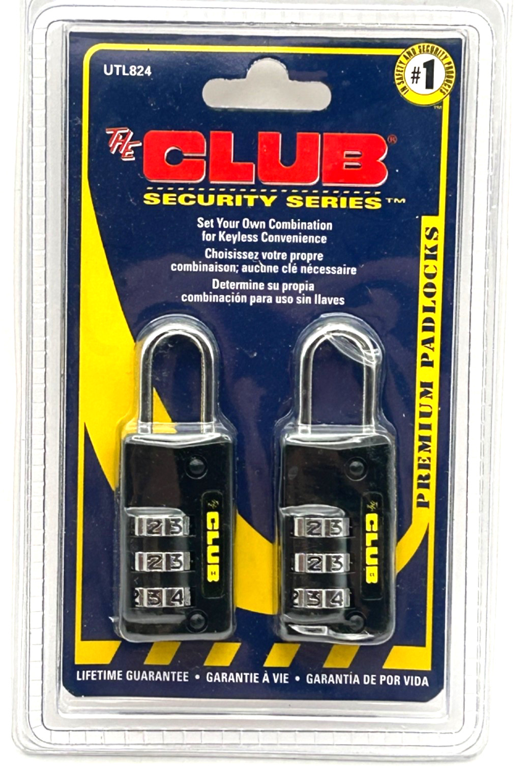 The Club UTL824 Set Your Own Combination Padlocks 2 Pack NOS Sealed Security