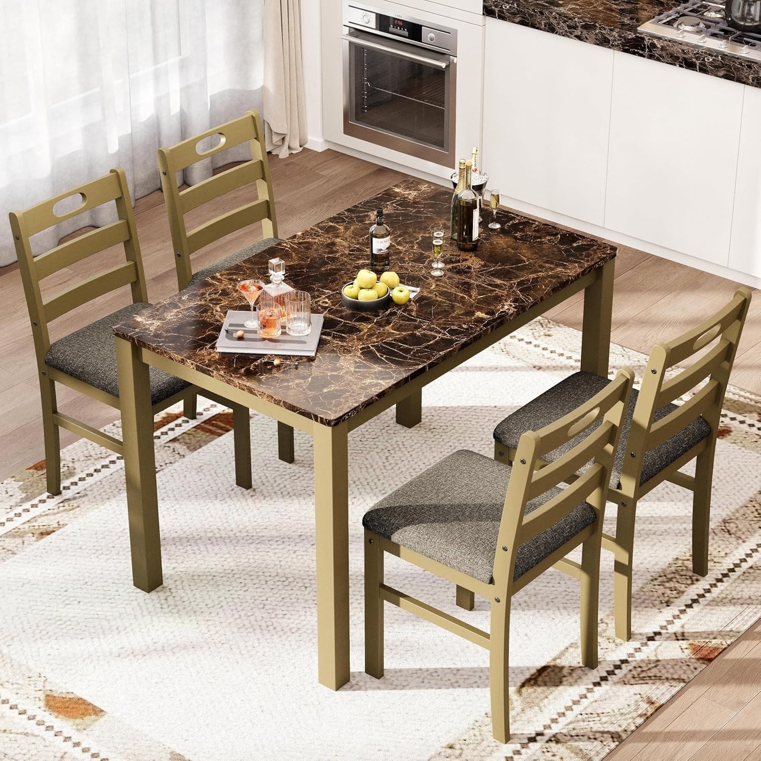 Kitchen Table and Dining Room Table Set, Wood Elegant Kitchen Sets for 4 NEW