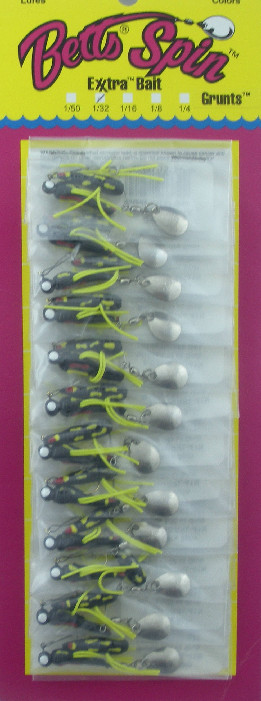 Betts 021GRRL-41N 1" 1/32 Oz Beetle Spin W/Legs Black Coach Dog Card of 12