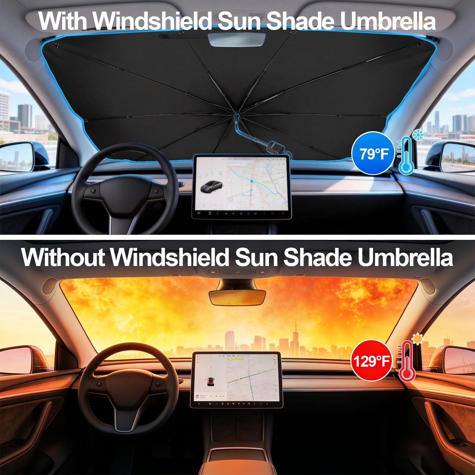 seeykey Umbrella Windshield Sun Shade Large