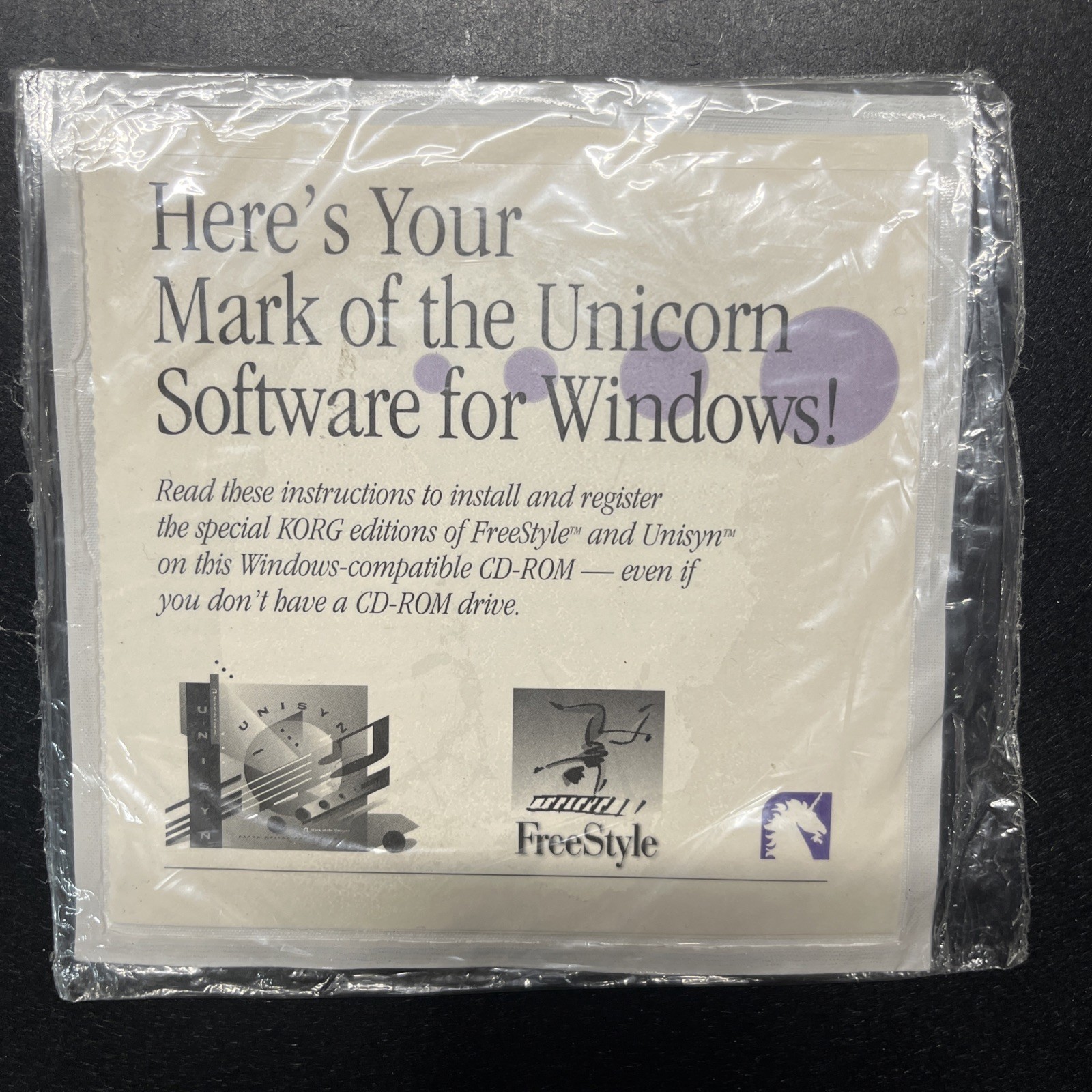 SEALED MOTU FreeStyle Unisyn KORG CD-ROM Windows 3.1 95 TRANSITION ERA RARE
