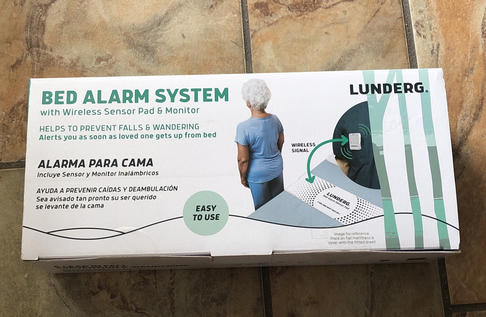 BED ALARM SYSTEM Wireless Sensor Pad & Monitor Prevent Elderly Fall LUNDERG NIB