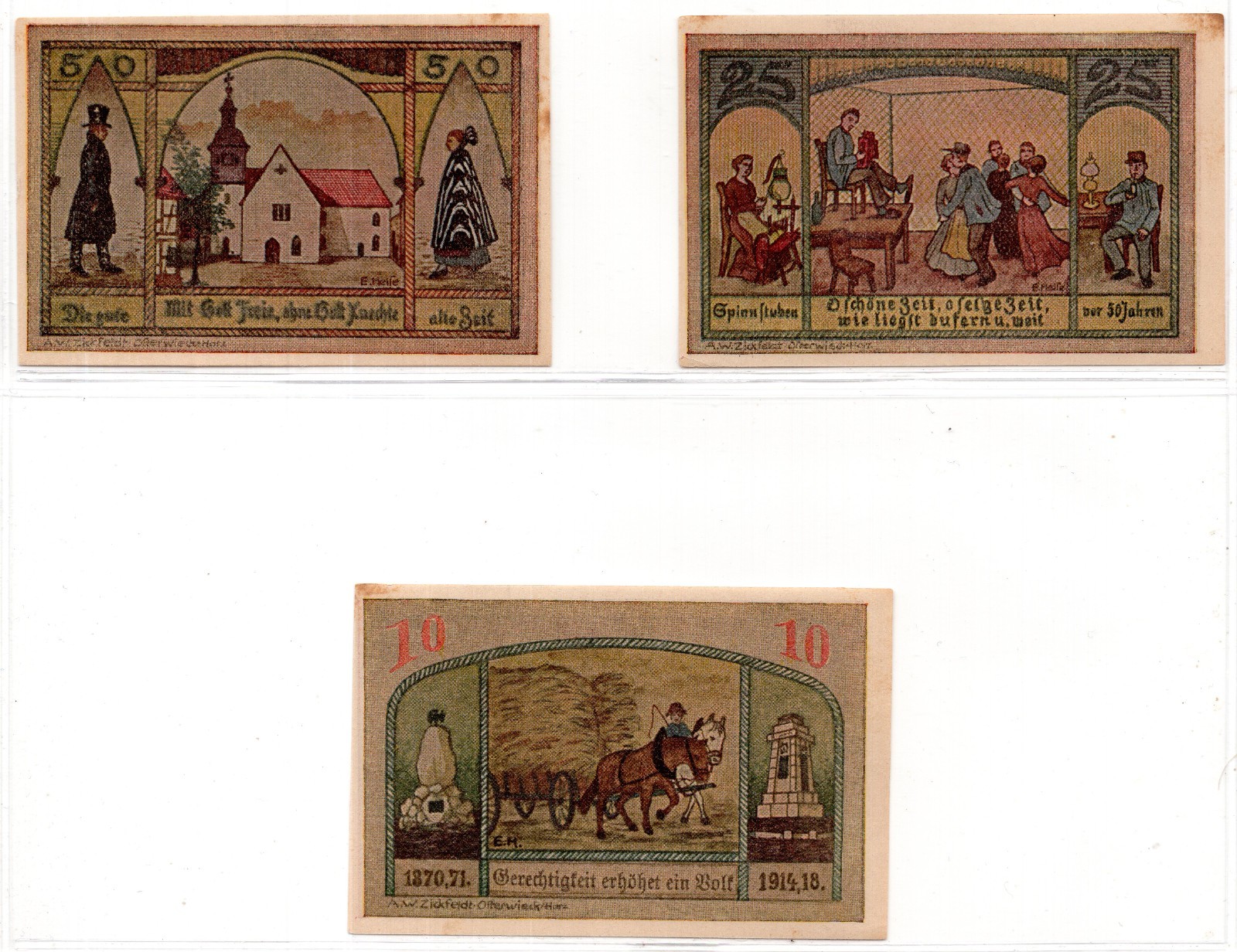 1921 Germany Wasserleben Notgeld 3 Note Set (1013)