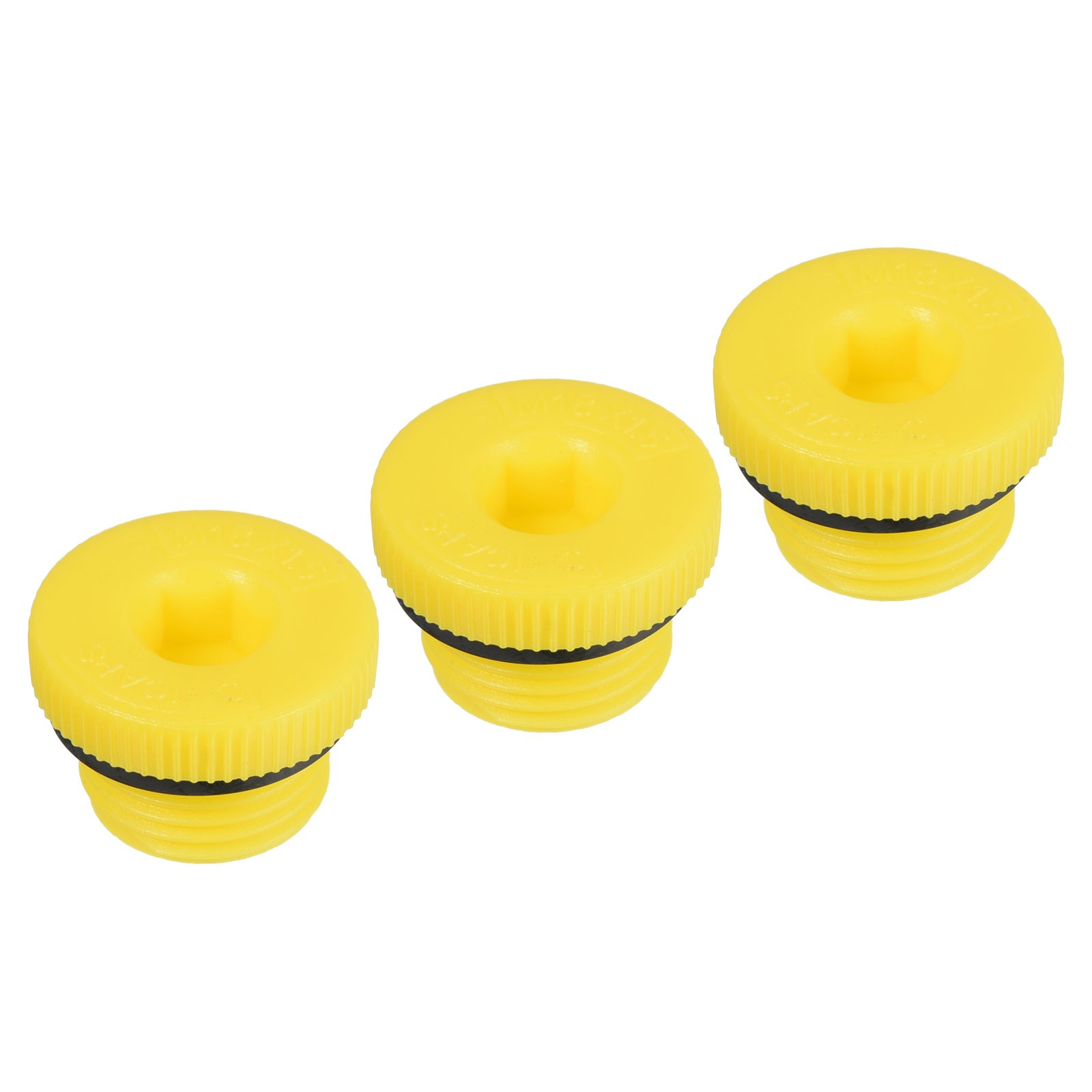 3pcs M18x1.5 Hold Plugs Plastic Male Thread Hex Socket Sealing End Cap, Yellow