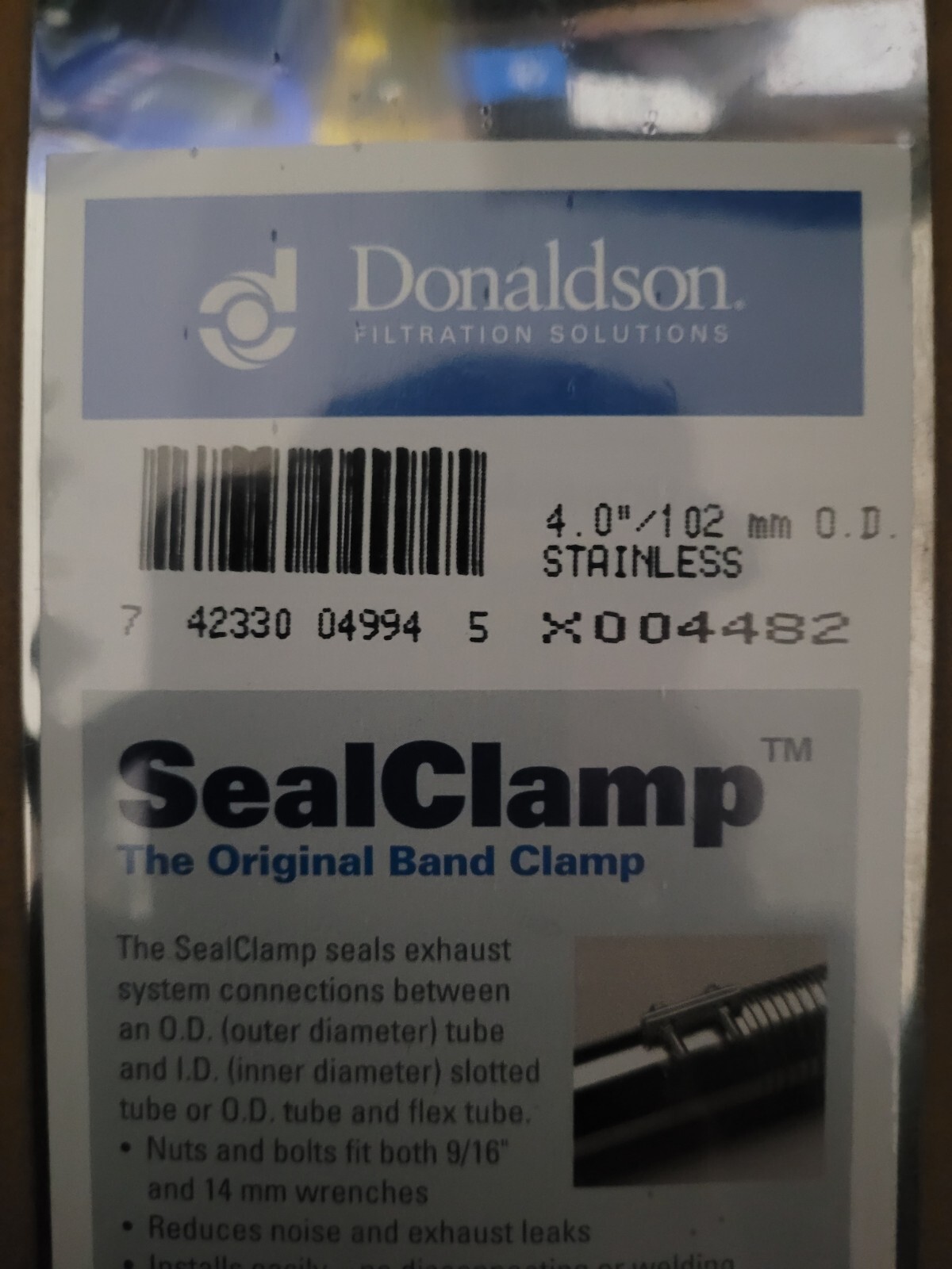 10 Pack of Donaldson X004482. 4" Stainless Steel Band Clamps