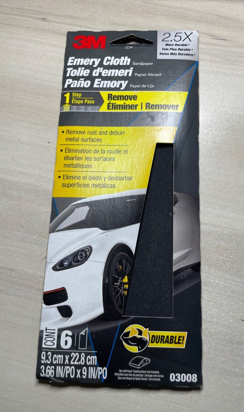 3M - 7100100348 - 3M Emery Cloth Assort 03008 3-2/3 in x 9 in 6 Sheet/Pack (6EA)