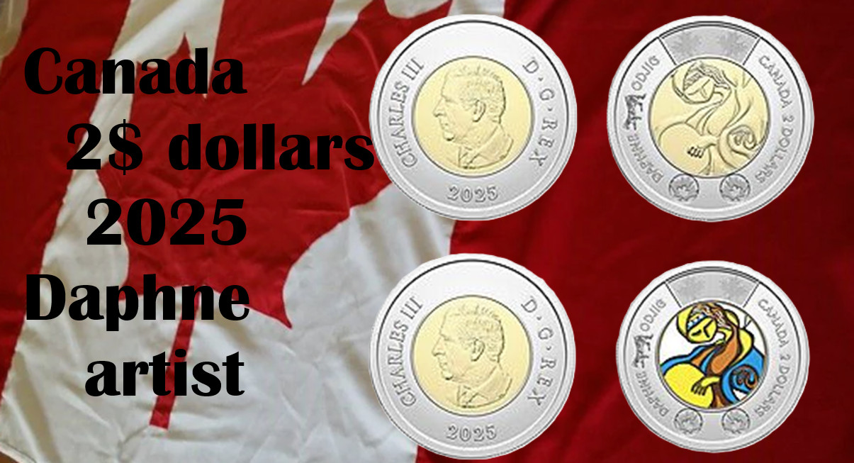 Canada coin 2$ dollars 2025 Artwork Daphne Odjig female artist drum fisher india