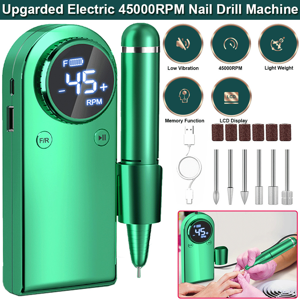 45000RPM Electric Drill Nail File Acrylic Art File Manicure Pedicure Set LCD B59