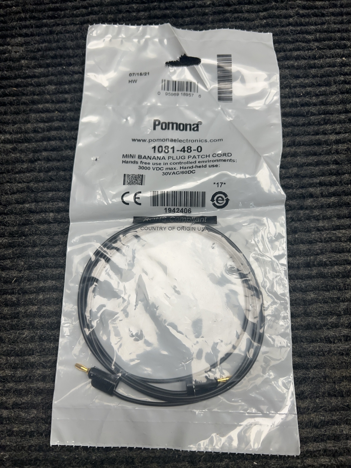 Pomona 1081-48-0 Mini Banana Plug Patch Cord