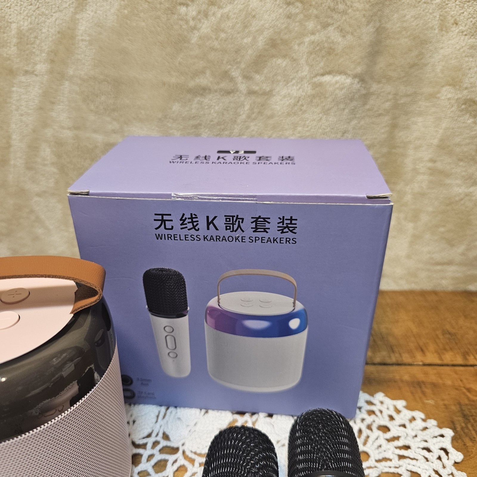 NEW Mini Portable Karaoke Machine Bluetooth Speaker 2 Wireless Mics