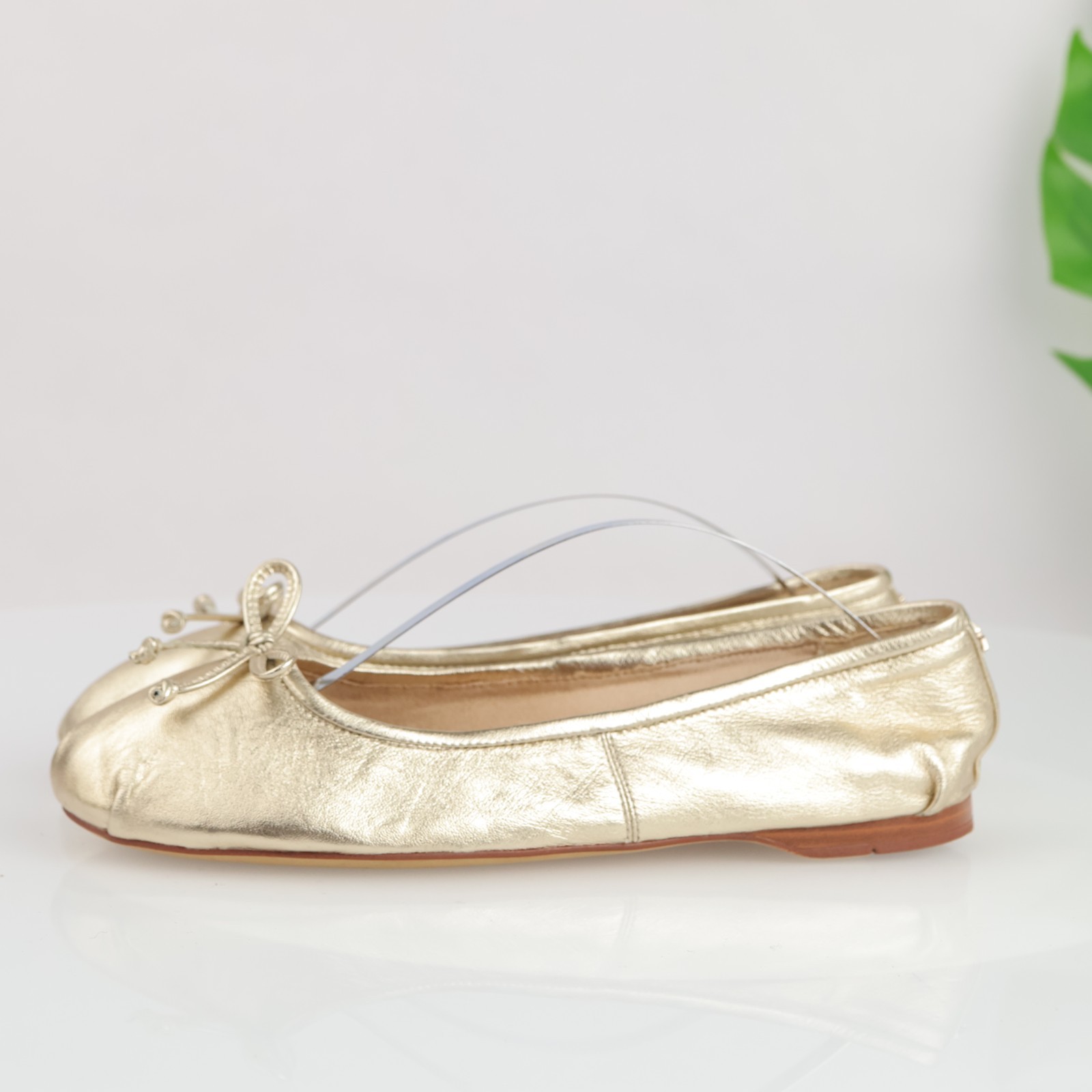 Sam Edelman Womens Zooey Ballet Flats Size 8 M Gold Metallic Leather Bow Shoes