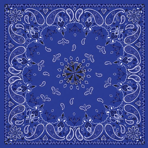 Balboa B002 Bandanna 100% Cotton, Navy Paisley, Premium 22 X 22 In.
