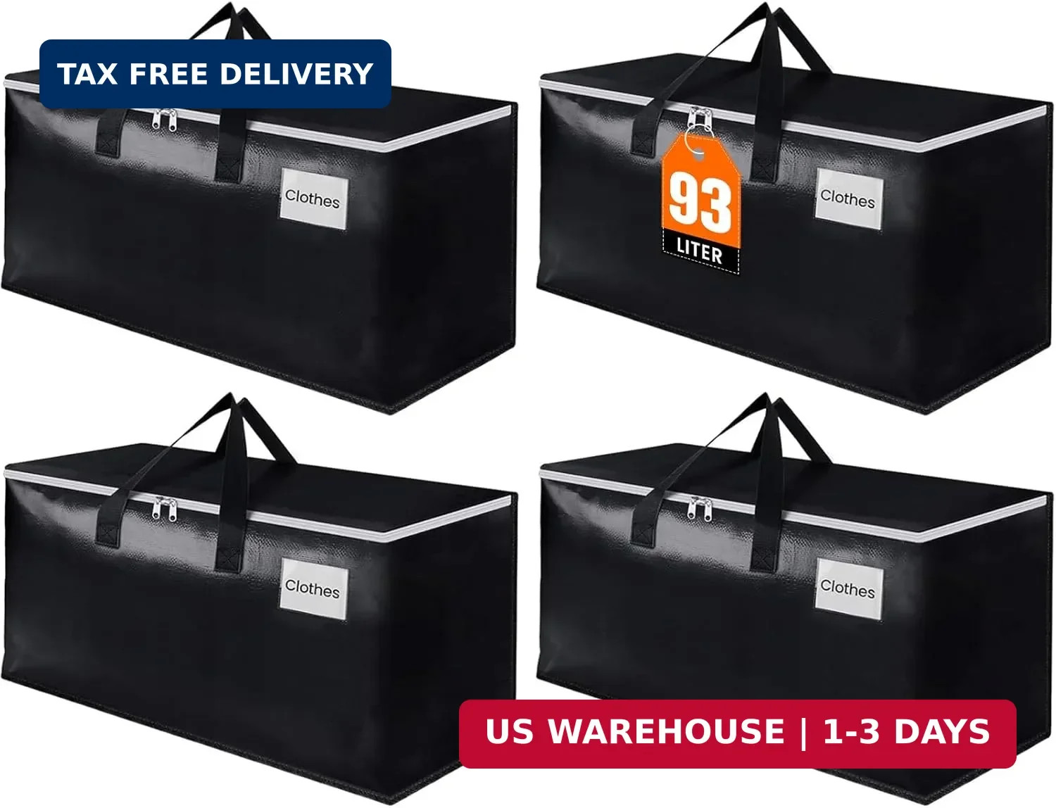 Extra Large Moving Boxes-Moving Bags with Zipper, Carrying Handles and Tag Pocke
