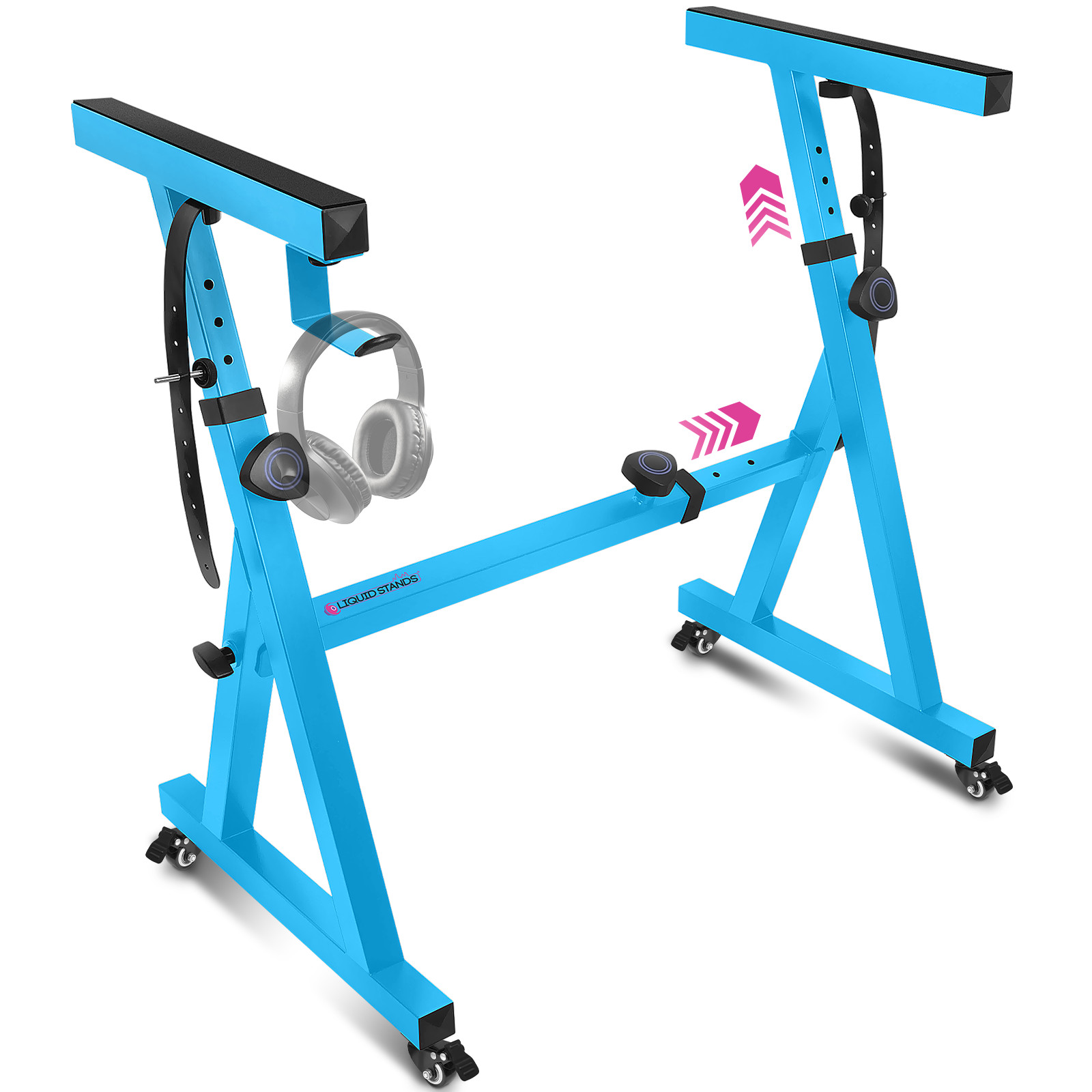 Z-Style Keyboard Stand w/ Wheels (Light Blue) – Adjustable for 54–88 Key Pianos