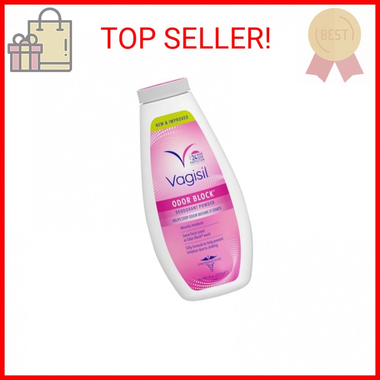 Vagisil Odor Block Deodorant Powder for Women, Helps to Prevents Chafing, Talc-F