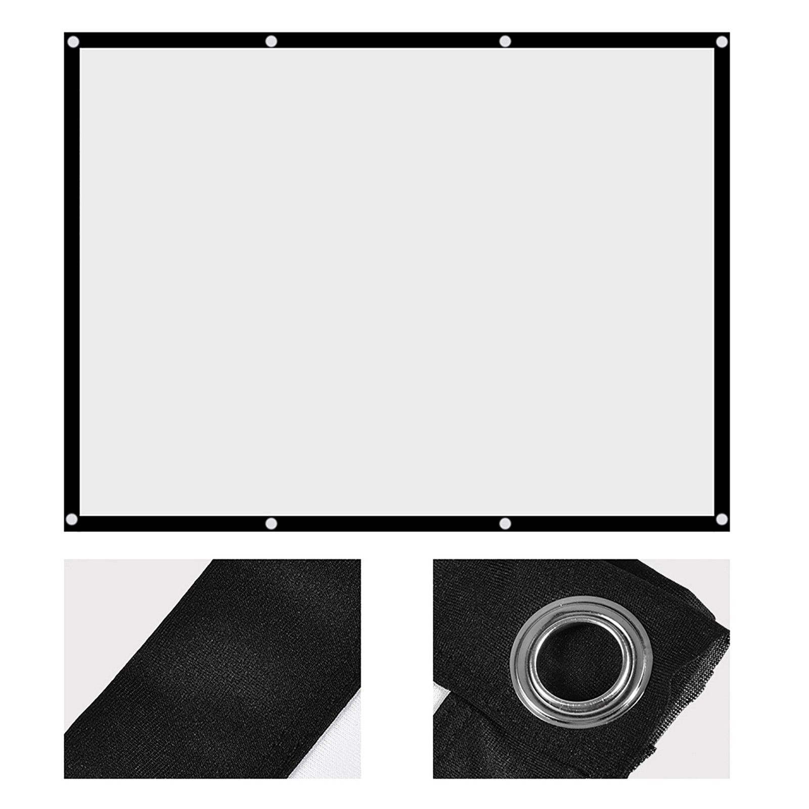 100 Inch 4:3 Foldable Projection Screen Black Edging Wall‑Mountable for Front