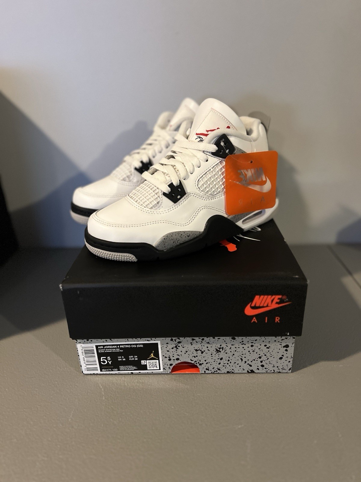 Air Jordan 4 Retro GS White Cement 2025 Style #IB4171-100 Size 5.5Y