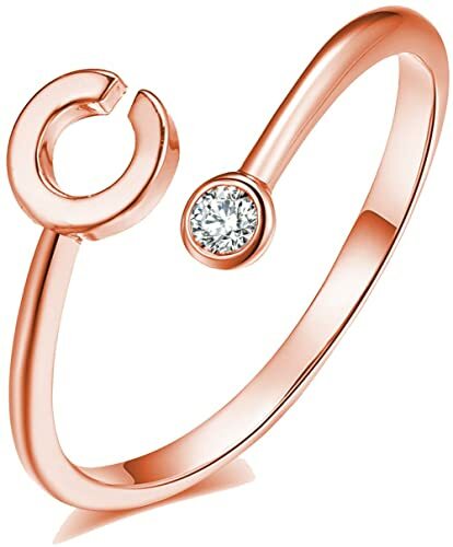 0.05Ct Round CZ Letter "C" Promise Toe Ring 14K Rose Gold Plated Mother's Day