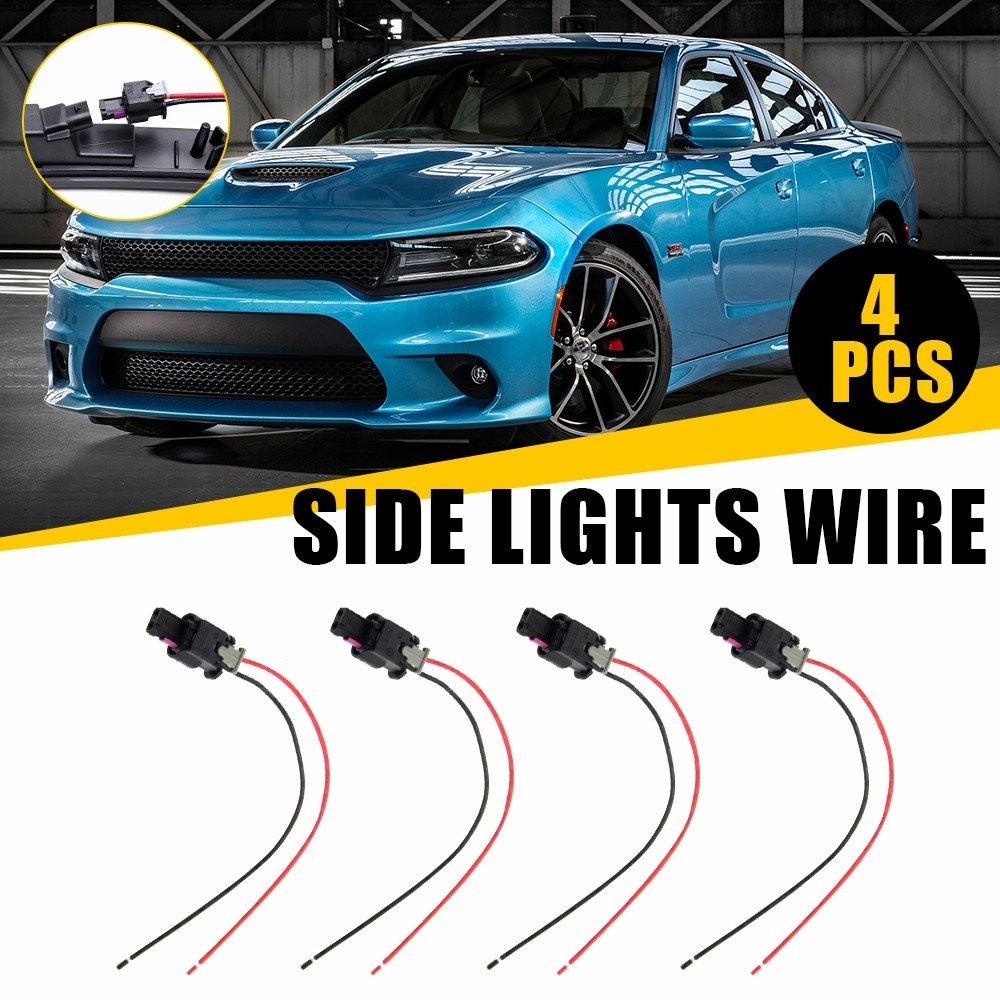 For 2015-24 Dodge Charger 4PCS Side Marker Light Wire Harness Connector Plug Set