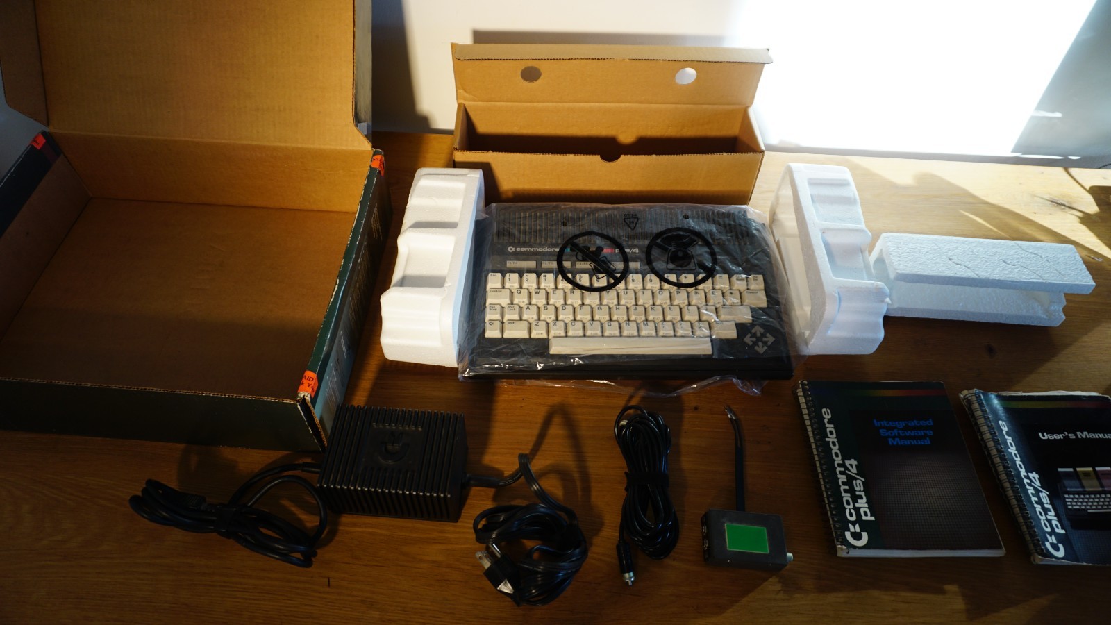 Vintage Commodore Plus/4 Computer With Box & Accessories Manuals Power Test Only