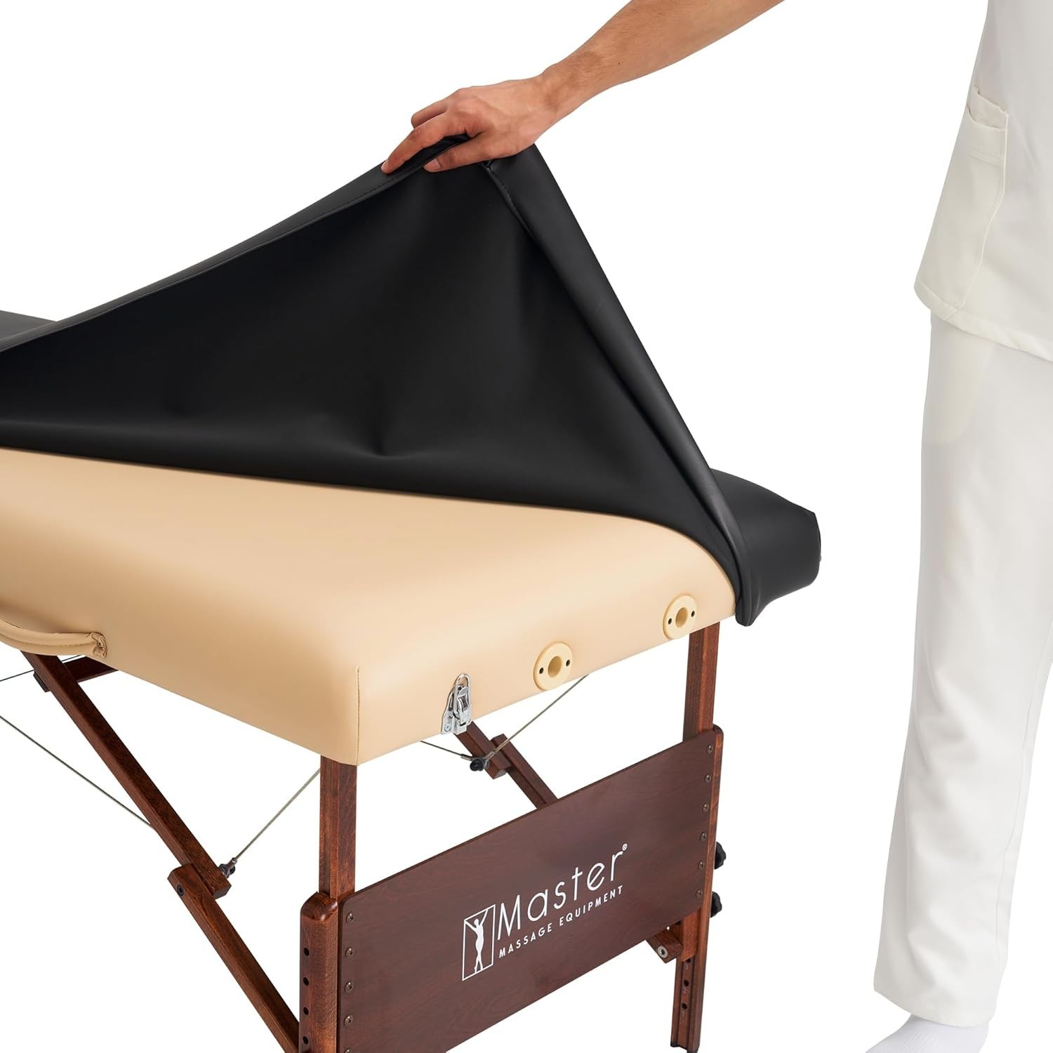 Water-Resistant Fitted Massage Table Cover, Black -