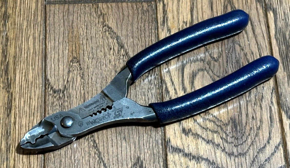 🇺🇸 Snap On Tools BLUE 7" Long Wire Stripper Crimper Pliers Cutters Electrical