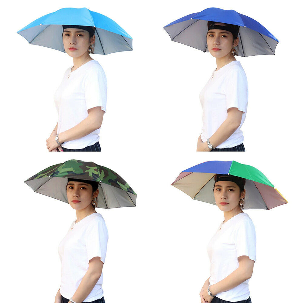 Sun Umbrella Hat Outdoor Foldable Head Strap Golf Fishing Camping Headwear Cap