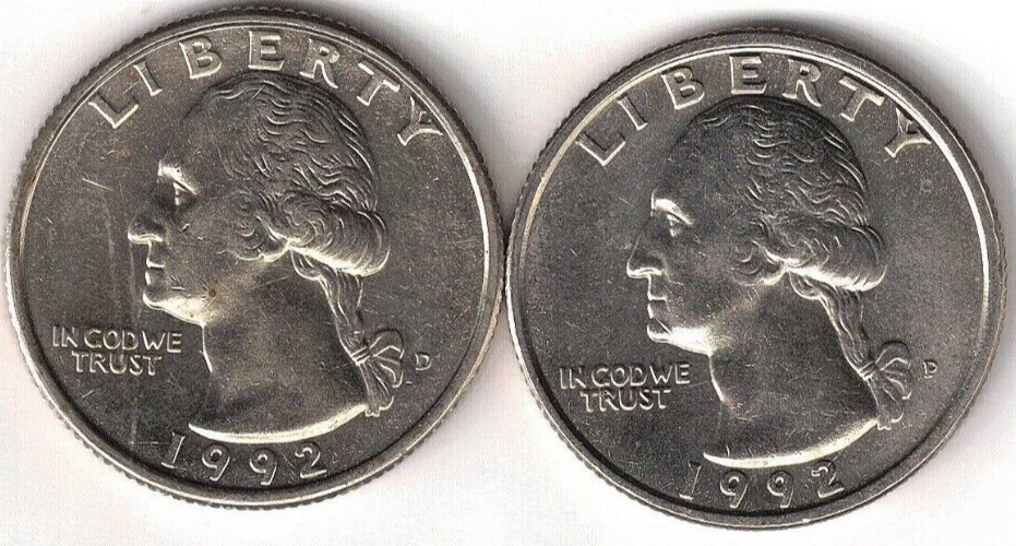 1992-D + P Uncirculated Two Washington Quarters!