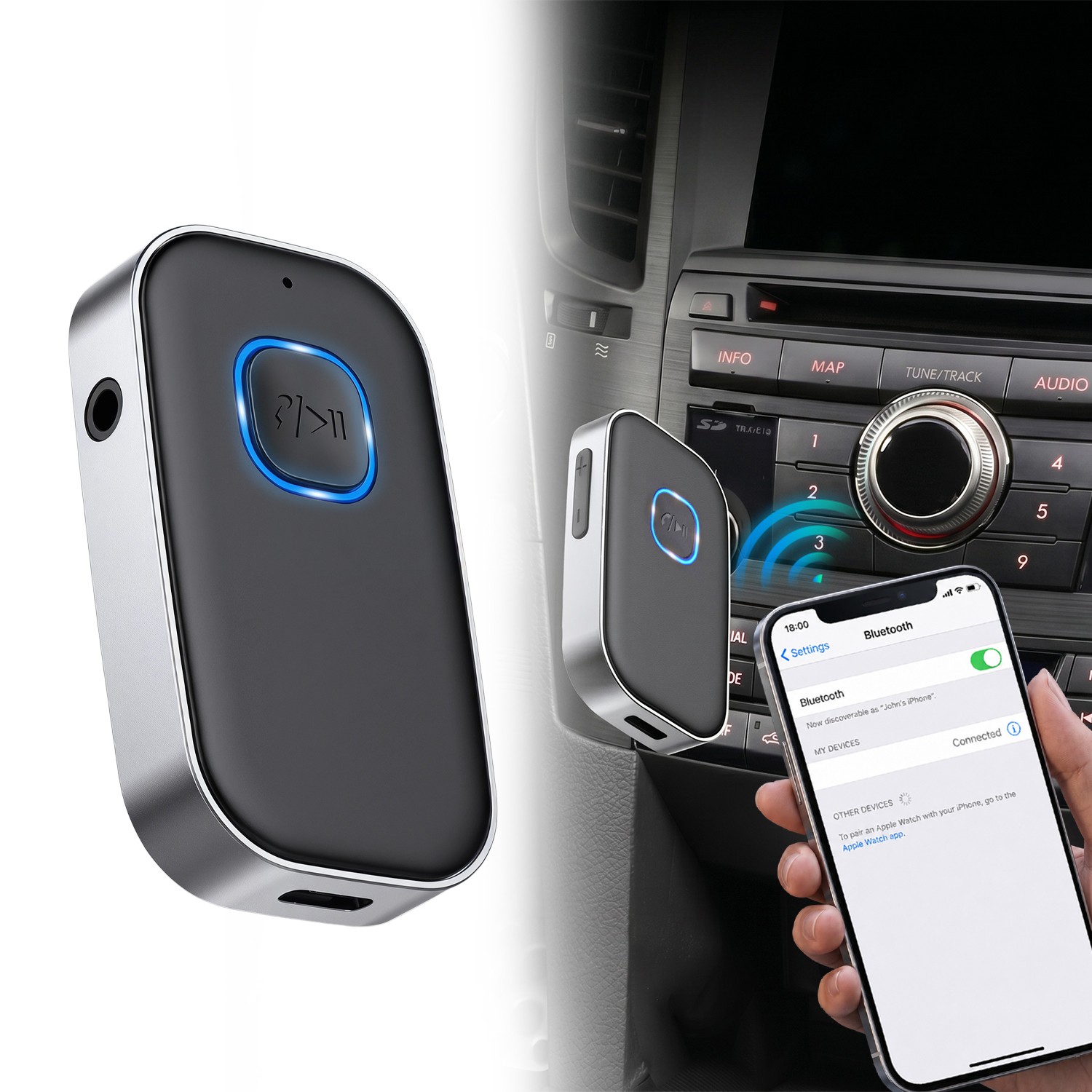 Portable 3.5mm Aux Car Adapter Bluetooth Wireless Audio Receiver Car/Home Stereo