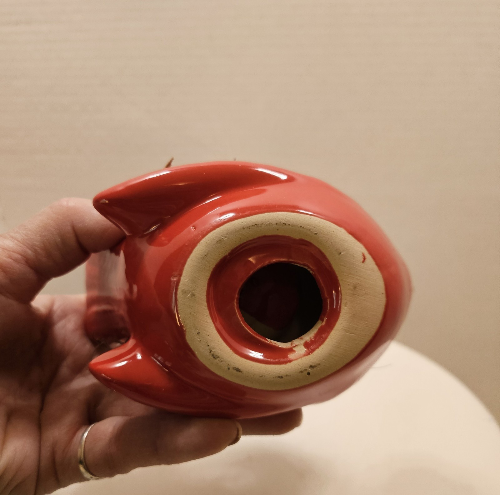 Red ceramic bird Planter with artificial succulent (Handmade Arrangement)